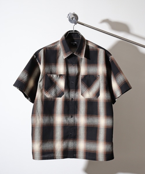 SUGGESTION(サジェッション)の「Recycled yarn ombre check short-sleeved shirt / リサイクル糸 オンブレチェック半袖シャツ unisex(シャツ/ブラウス・メンズ・チャコール/ホワイト/ブラウン/ブルー・M/L/LL)」の8枚目の写真