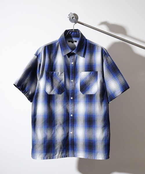 SUGGESTION(サジェッション)の「Recycled yarn ombre check short-sleeved shirt / リサイクル糸 オンブレチェック半袖シャツ unisex(シャツ/ブラウス・メンズ・チャコール/ホワイト/ブラウン/ブルー・M/L/LL)」の7枚目の写真