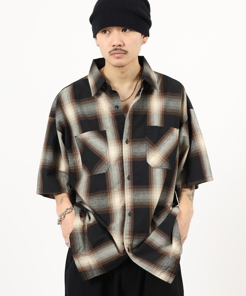 SUGGESTION(サジェッション)の「Recycled yarn ombre check short-sleeved shirt / リサイクル糸 オンブレチェック半袖シャツ unisex(シャツ/ブラウス・メンズ・チャコール/ホワイト/ブラウン/ブルー・M/L/LL)」の19枚目の写真