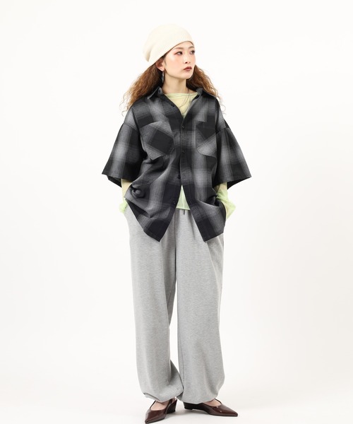 SUGGESTION(サジェッション)の「Recycled yarn ombre check short-sleeved shirt / リサイクル糸 オンブレチェック半袖シャツ unisex(シャツ/ブラウス・メンズ・チャコール/ホワイト/ブラウン/ブルー・M/L/LL)」の21枚目の写真