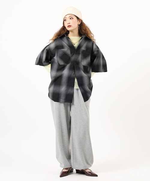 SUGGESTION(サジェッション)の「Recycled yarn ombre check short-sleeved shirt / リサイクル糸 オンブレチェック半袖シャツ unisex(シャツ/ブラウス・メンズ・チャコール/ホワイト/ブラウン/ブルー・M/L/LL)」の20枚目の写真