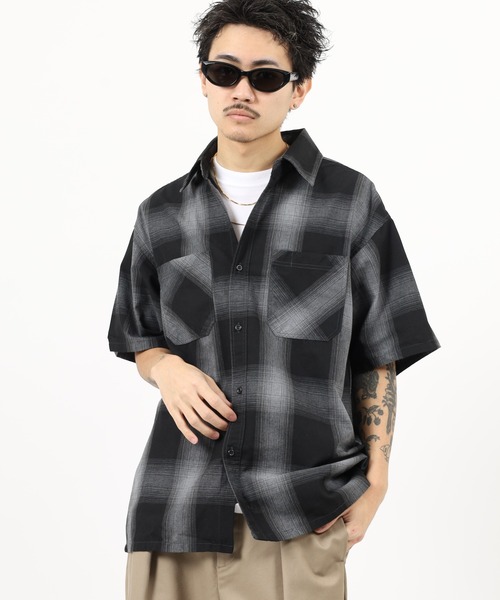 SUGGESTION(サジェッション)の「Recycled yarn ombre check short-sleeved shirt / リサイクル糸 オンブレチェック半袖シャツ unisex(シャツ/ブラウス・メンズ・チャコール/ホワイト/ブラウン/ブルー・M/L/LL)」の17枚目の写真