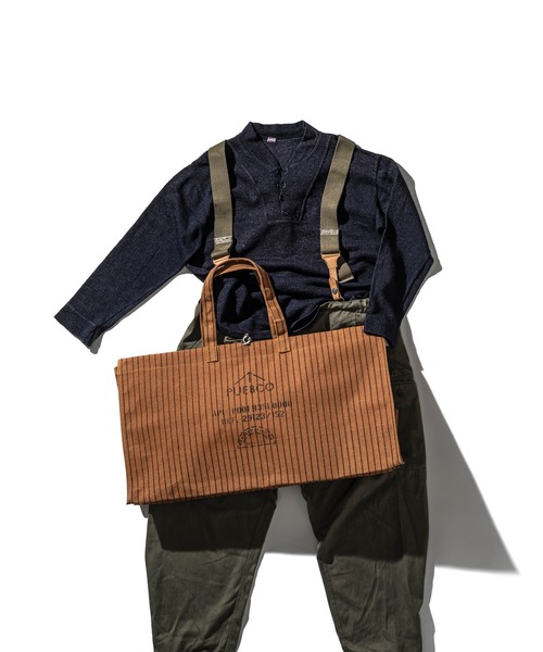 PUEBCO（プエブコ）の「WAXED CANVAS LARGE BAG（トートバッグ・メンズ・グレー/ブラウン・ONE SIZE）」の2枚目の写真