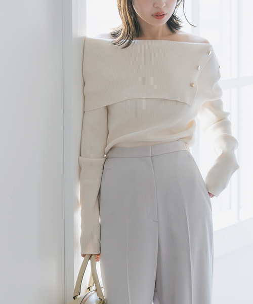 セール】《追加》ショルダーボタンタイトリブニット（ニット/セーター