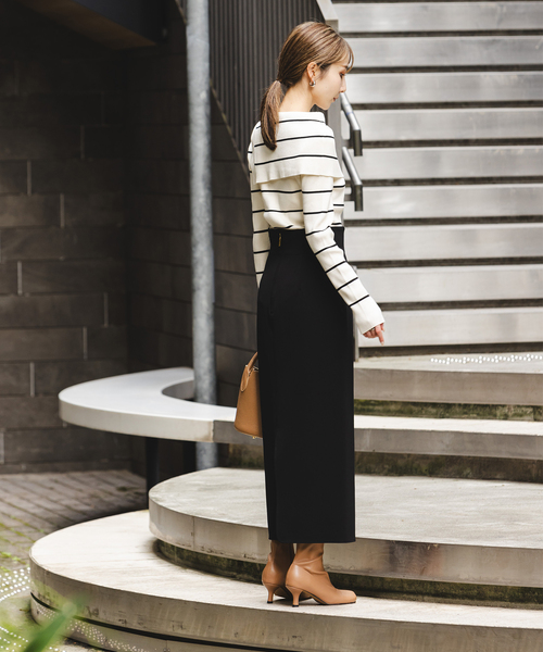 【新品タグ付き】NOBLE ショルダーボタンタイトリブニット ノーブル NOBLE ショルダーボタンタイトリブニット （ブラック