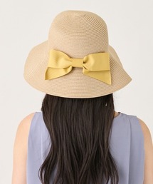 Salong hameu（サロン ハミュー）の「ビッグリボンのつば広麦わら風ハット/紫外線対策UVカット/女優帽（ハット）」