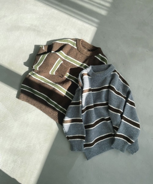 marjour（マージュール）の「BORDER KNIT（ニット/セーター・レディース・ブルー/ブラウン・M）」の3枚目の写真