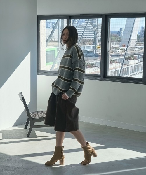 marjour（マージュール）の「BORDER KNIT（ニット/セーター・レディース・ブルー/ブラウン・M）」の7枚目の写真