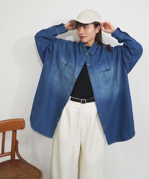 gossara（ゴサラ）の「DENIMシャツ（シャツ/ブラウス・レディース・ネイビー/ブルー・FREE）」の3枚目の写真