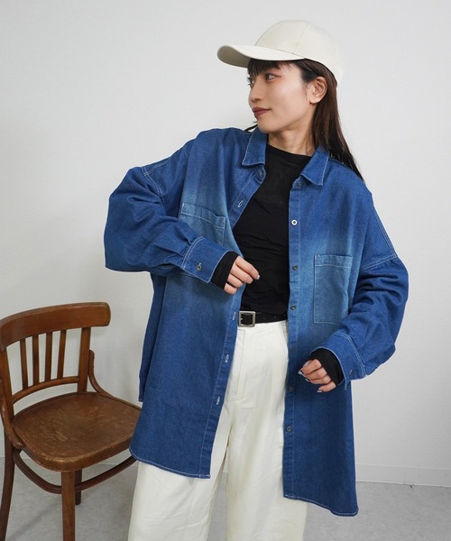 gossara（ゴサラ）の「DENIMシャツ（シャツ/ブラウス・レディース・ネイビー/ブルー・FREE）」の11枚目の写真