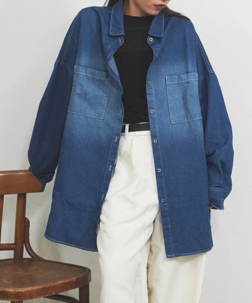 gossara（ゴサラ）の「DENIMシャツ（シャツ/ブラウス・レディース・ネイビー/ブルー・FREE）」の16枚目の写真