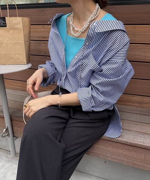 DouDou（ドゥドゥ）の「オフショルブラウス（シャツ/ブラウス・レディース・グリーン/ブルー・FREE）」の2枚目の写真