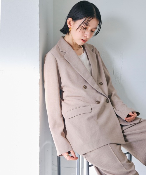 CROSS FUNCTION（クロスファンクション）の「《シワになりにくい》サマナチュラ リネンライクテーラードジャケット【CF/クロスファンクション】（テーラードジャケット・レディース・ライトベージュ/チャコールグレー/モカ・LL/L/M）」の8枚目の写真