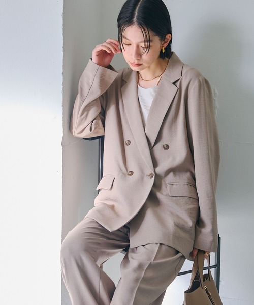 CROSS FUNCTION（クロスファンクション）の「《シワになりにくい》サマナチュラ リネンライクテーラードジャケット【CF/クロスファンクション】（テーラードジャケット・レディース・ライトベージュ/チャコールグレー/モカ・LL/L/M）」の6枚目の写真