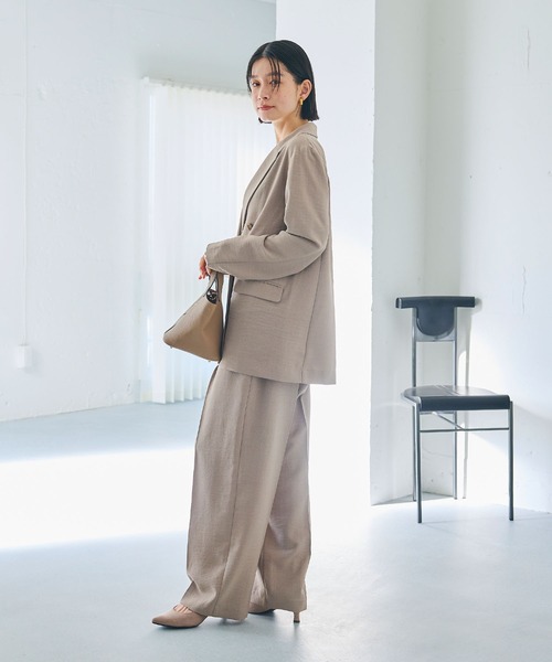 CROSS FUNCTION（クロスファンクション）の「《シワになりにくい》サマナチュラ リネンライクテーラードジャケット【CF/クロスファンクション】（テーラードジャケット・レディース・ライトベージュ/チャコールグレー/モカ・LL/L/M）」の13枚目の写真