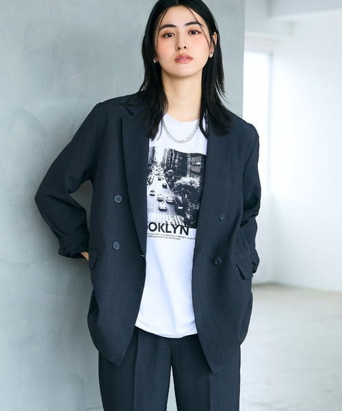 CROSS FUNCTION（クロスファンクション）の「《シワになりにくい》サマナチュラ リネンライクテーラードジャケット【CF/クロスファンクション】（テーラードジャケット・レディース・ライトベージュ/チャコールグレー/モカ・LL/L/M）」の16枚目の写真