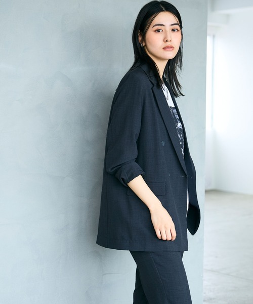 CROSS FUNCTION（クロスファンクション）の「《シワになりにくい》サマナチュラ リネンライクテーラードジャケット【CF/クロスファンクション】（テーラードジャケット・レディース・ライトベージュ/チャコールグレー/モカ・LL/L/M）」の17枚目の写真