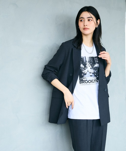 CROSS FUNCTION（クロスファンクション）の「《シワになりにくい》サマナチュラ リネンライクテーラードジャケット【CF/クロスファンクション】（テーラードジャケット・レディース・ライトベージュ/チャコールグレー/モカ・LL/L/M）」の18枚目の写真