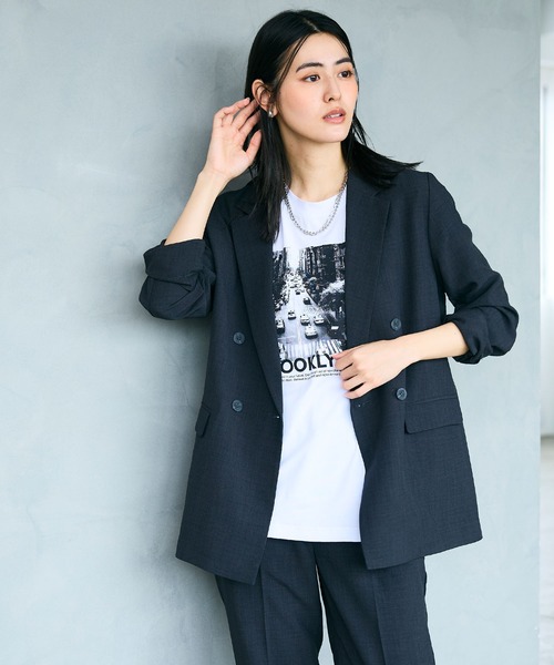 CROSS FUNCTION（クロスファンクション）の「《シワになりにくい》サマナチュラ リネンライクテーラードジャケット【CF/クロスファンクション】（テーラードジャケット・レディース・ライトベージュ/チャコールグレー/モカ・LL/L/M）」の19枚目の写真