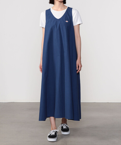 DANTON（ダントン）の「DANTON | コットン Vネックワンピース WOMEN（ワンピース・レディース・チャコール/ブルー・36）」の12枚目の写真