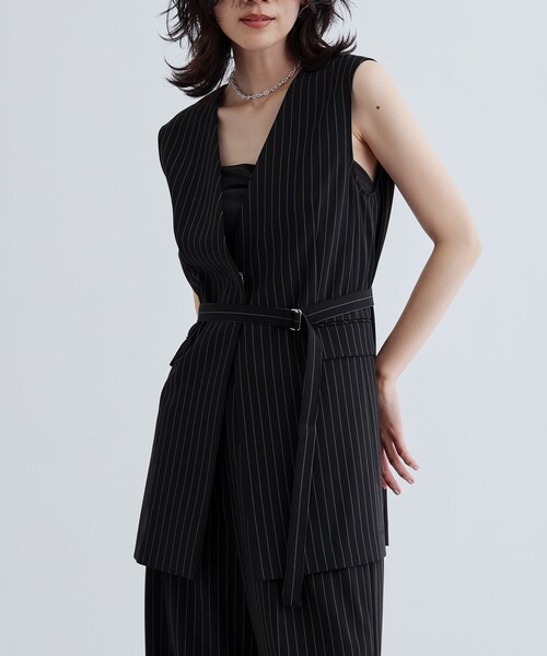 GALLEST(ギャレスト)の「【セットアップ可】ナローベルテッドジレ【カセット服/オケージョン/通勤】(ベスト・レディース・チャコールグレー/ブラック/ベージュ/キャメル/ブラック系2・36/38/40)」の8枚目の写真