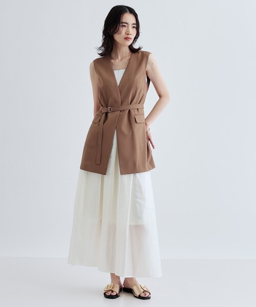 GALLEST(ギャレスト)の「【セットアップ可】ナローベルテッドジレ【カセット服/オケージョン/通勤】(ベスト・レディース・チャコールグレー/ブラック/ベージュ/キャメル/ブラック系2・36/38/40)」の11枚目の写真