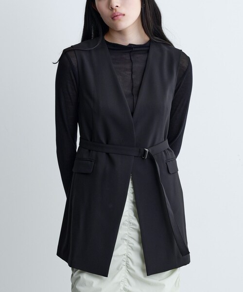 GALLEST(ギャレスト)の「【セットアップ可】ナローベルテッドジレ【カセット服/オケージョン/通勤】(ベスト・レディース・チャコールグレー/ブラック/ベージュ/キャメル/ブラック系2・36/38/40)」の21枚目の写真