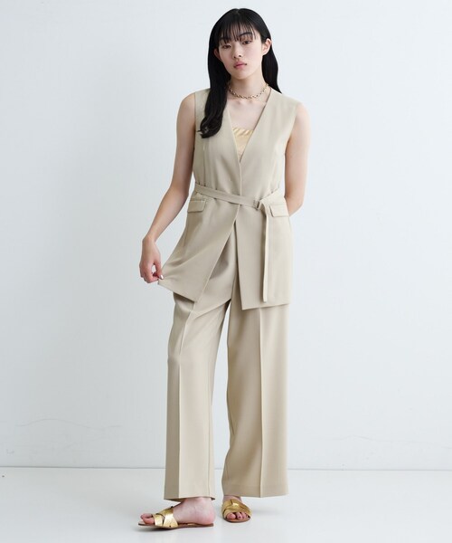 GALLEST / ギャレスト 【接触冷感／セットアップ可】ナローベルテッドジレ【カセット服/オケージョン/通勤】 接触冷感／セットアップ可】ナローベルテッドジレ【カセット服