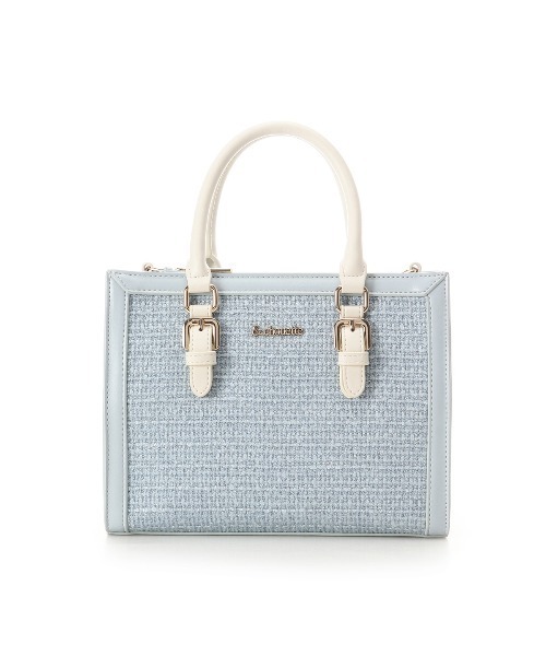 & chouette（アンドシュエット）の「ツイードスクエアバッグ（ハンドバッグ・レディース・ミント/ピンク/オフホワイト/ライトブルー・FREE）」の4枚目の写真