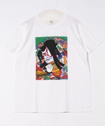 JIN plus（ジンプラス）の「歌舞伎隈取　JIN+ 　半袖ホワイトTシャツ（Tシャツ/カットソー）」