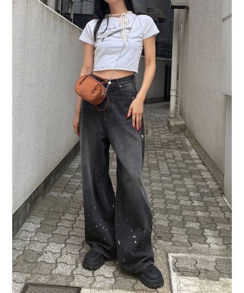 EMODA（エモダ）の「スプレーアートTシャツ（Tシャツ/カットソー・レディース・ブラック/ホワイト/ネイビー・FREE）」の7枚目の写真