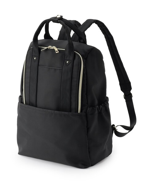 ITS'DEMO（イッツデモ）の「◆【旅行／キャリーオン／通勤】撥水10ポケリュック（バックパック/リュック・レディース・ブラック/アイボリー/ナチュラル・00）」の12枚目の写真