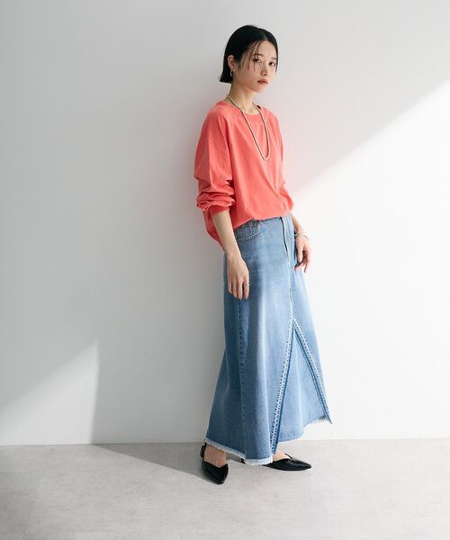 Green　Parks（グリーンパークス）の「ピグメントボートネックプルオーバー（Tシャツ/カットソー・レディース・チャコールグレー/ホワイト系その他2/ライトブルー/ピンク・FREE）」の15枚目の写真