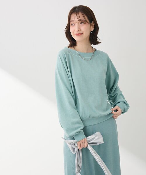 Green　Parks（グリーンパークス）の「ピグメントボートネックプルオーバー（Tシャツ/カットソー・レディース・チャコールグレー/ホワイト系その他2/ライトブルー/ピンク・FREE）」の21枚目の写真