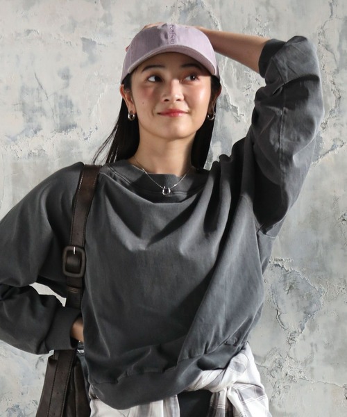 Green　Parks（グリーンパークス）の「ピグメントボートネックプルオーバー（Tシャツ/カットソー・レディース・チャコールグレー/ホワイト系その他2/ライトブルー/ピンク・FREE）」の3枚目の写真