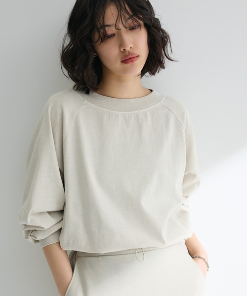 Green　Parks（グリーンパークス）の「ピグメントボートネックプルオーバー（Tシャツ/カットソー・レディース・チャコールグレー/ホワイト系その他2/ライトブルー/ピンク・FREE）」の2枚目の写真