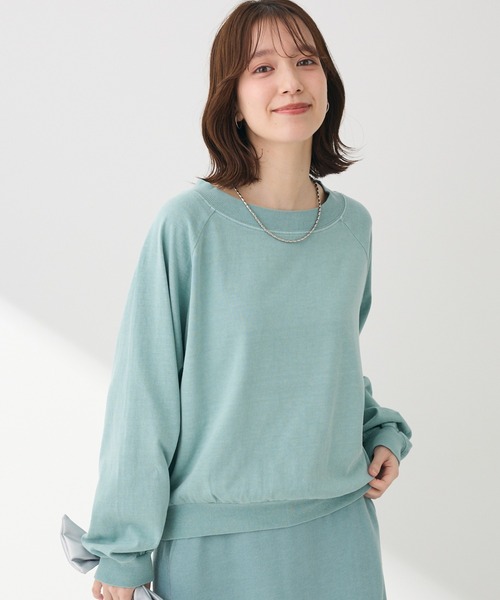 Green　Parks（グリーンパークス）の「ピグメントボートネックプルオーバー（Tシャツ/カットソー・レディース・チャコールグレー/ホワイト系その他2/ライトブルー/ピンク・FREE）」の4枚目の写真