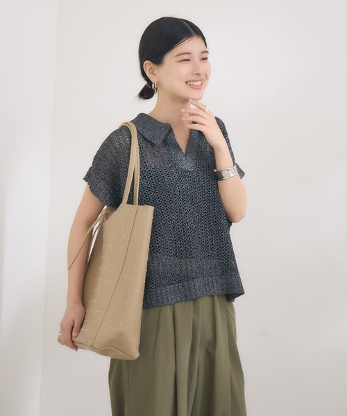 KATHARINE ROSS（キャサリンロス）の「【MARLON FIRENZE/マルロン】スタッズトート（トートバッグ・レディース・ブラック/ベージュ・MEDIUM）」の6枚目の写真