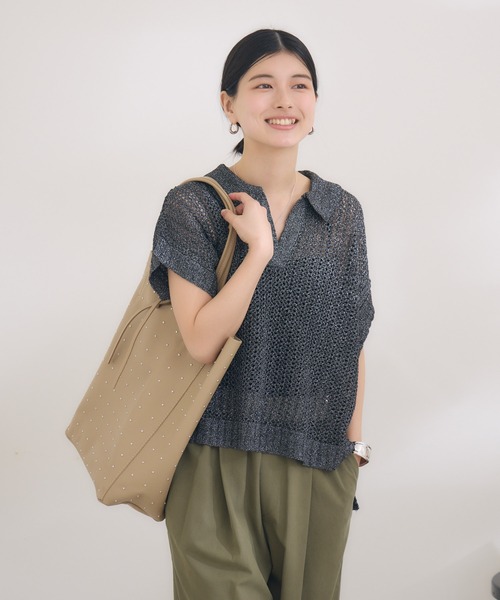 KATHARINE ROSS（キャサリンロス）の「【MARLON FIRENZE/マルロン】スタッズトート（トートバッグ・レディース・ブラック/ベージュ・MEDIUM）」の7枚目の写真