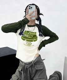 ラグランTシャツ」に該当するグリーン・カーキ/緑色系の