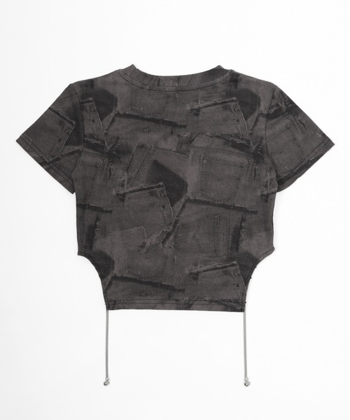 dispark(ディスパーク)の「DISPARK/デニムパッチワークピチT(Tシャツ/カットソー・レディース・チャコール/ホワイト・FREE)」の13枚目の写真
