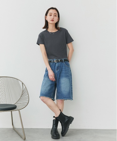 ad thie（アドティエ）の「ヴィンテージライク ハーフデニムパンツ（デニムパンツ・レディース・ブルー・FREE）」の21枚目の写真