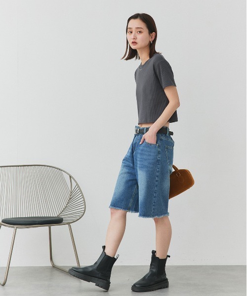 ad thie（アドティエ）の「ヴィンテージライク ハーフデニムパンツ（デニムパンツ・レディース・ブルー・FREE）」の22枚目の写真
