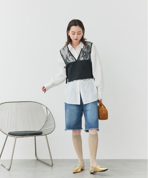 ad thie（アドティエ）の「ヴィンテージライク ハーフデニムパンツ（デニムパンツ・レディース・ブルー・FREE）」の10枚目の写真