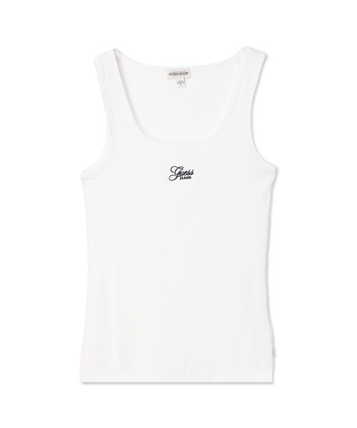 GUESS JEANS(ゲスジーンズ)の「GUESS JEANS Tank Top Slim Rib Embro タンクトップ(タンクトップ・レディース・ブラック/ホワイト・MEDIUM/X-SMALL/SMALL/LARGE)」の16枚目の写真