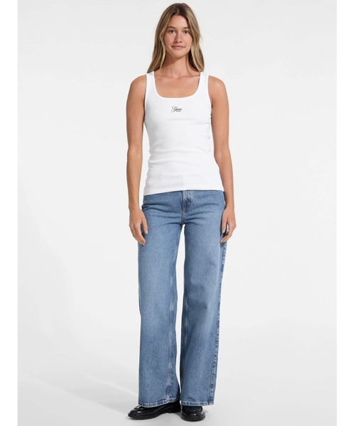 GUESS JEANS(ゲスジーンズ)の「GUESS JEANS Tank Top Slim Rib Embro タンクトップ(タンクトップ・レディース・ブラック/ホワイト・MEDIUM/X-SMALL/SMALL/LARGE)」の14枚目の写真