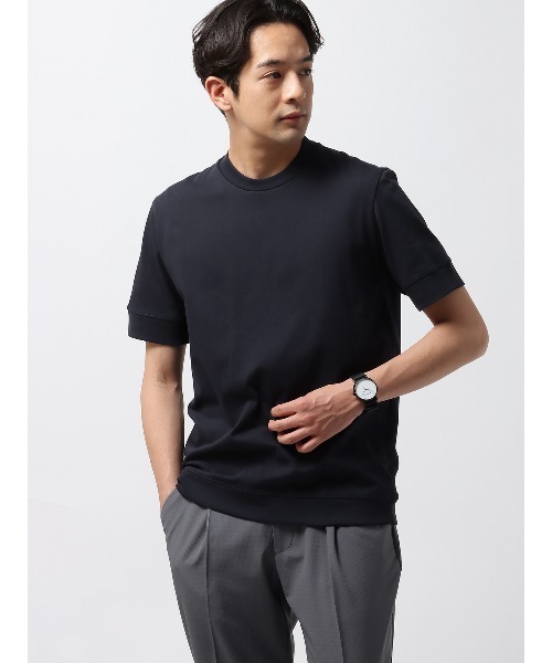 SUIT SQUARE（スーツスクエア）の「オフィT Tシャツ 半袖 ウォッシャブル プレーティング天竺（Tシャツ/カットソー・メンズ・ホワイト系/グレー系/ネイビー系/ブルー系/ブラック系・LL/3L/S/M/L）」の4枚目の写真