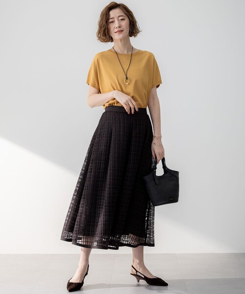 23区 S(ニジュウサンクチイサイサイズ)の「【洗える】Broche チェックレース スカート(スカート・レディース・ブラック系/ダークブラウン系・30/32/34)」の12枚目の写真