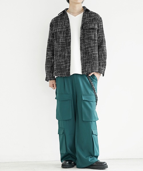 MinoriTY(マイノリティ)の「【MinoriTY】レトロツイードオーバーサイズシャツジャケット メンズ 春服(シャツ/ブラウス・メンズ・ホワイト/ブラック・M/L)」の7枚目の写真