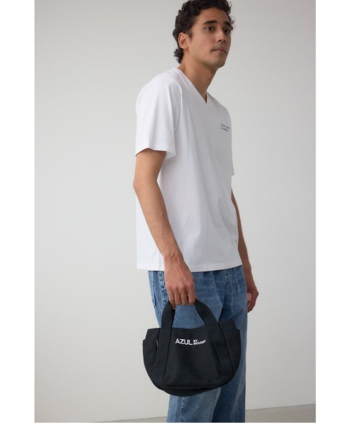 AZUL by moussy(アズールバイマウジー)の「キャンバスロゴミニトート(トートバッグ・メンズ・ブラック/アイボリー/グレー・FREE)」の9枚目の写真